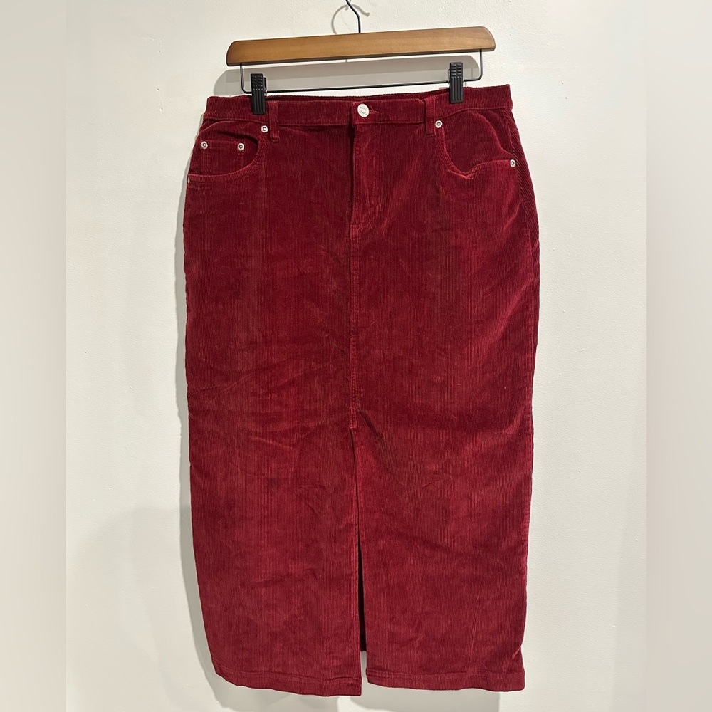 B.U.M EQUIPMENT‎ Vintage Red Corduroy Midi Holiday Skirt Size 12